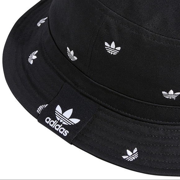 adidas Originals All Over Print Trefoil Bucket Hat - Black/White - Picture 5 of 5